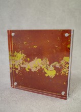 うるし自然紋写真立て　箔ちり金