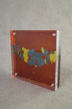 うるし自然紋写真立て　箔ちり青