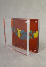 うるし自然紋写真立て (箔ちり 青)